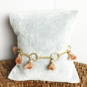 Anthropologie Gold Toned Tassel Pink Bracelet Boho
